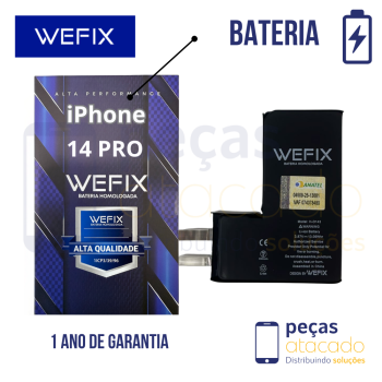 BA-0733 BATERIA WEFIX IPHONE 14 PRO (A2650) ANATEL (SEM FLEX) (1 ANO DE GARANTIA)