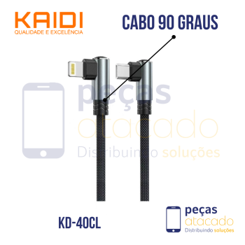 CABO KAIDI TIPO C PARA TIPO LIGHTNING 1 METRO 90 GRAU (KD-40CL)
