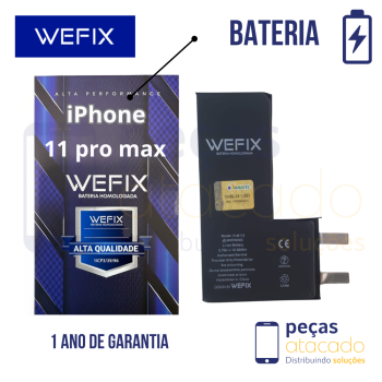 BA-0060 BATERIA WEFIX IPHONE 11 PRO MAX (A2161) ANATEL (SEM FLEX) (1 ANO DE GARANTIA)