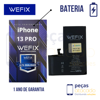 BA-0584 BATERIA WEFIX IPHONE 13 PRO (A2643) ANATEL GENUINA (NAO PRECISA TROCAR EPROM) (1 ANO DE GARANTIA)