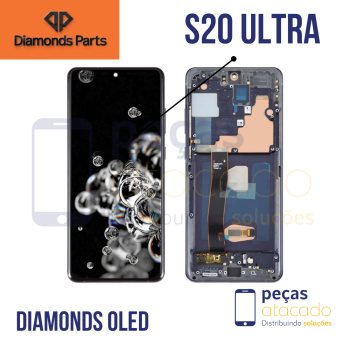 S-0209 FRONTAL SAMSUNG S20 ULTRA  COM ARO PRETO DIAMONDS OLED