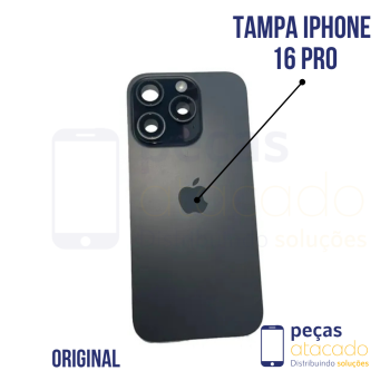 N-0002 TAMPA TRASEIRA COM SUPORTE E IMÃ IPHONE 16 PRO (A3083) TITÂNIO PRETO ORIGINAL