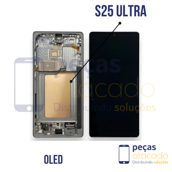 S-1121 FRONTAL SAMSUNG S25 ULTRA COM ARO PRETO NACIONAL AMOLED