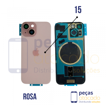 TAMPA TRASEIRA IPHONE 15 ROSA COMPLETO