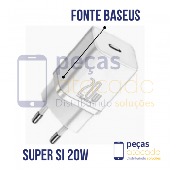 FONTE BASEUS USB-C 20W SUPER SI QUICK CHARGER BRANCO