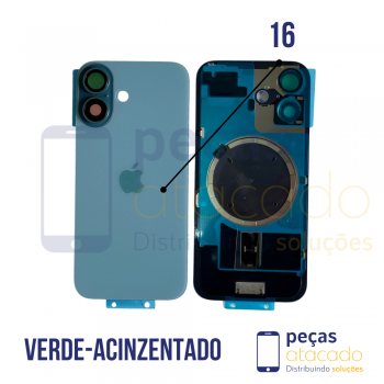 TAMPA TRASEIRA IPHONE 16 VERDE-ACINZENTADO COMPLETA