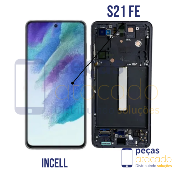 S-0868 FRONTAL SAMSUNG S21 FE COM ARO PRETO INCELL