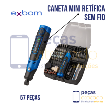 CANETA MINI RETÍFICA SEM FIO 3,6V 57 PEÇA EXBOM (PRORP3057)