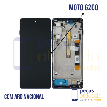 S-1303 FRONTAL MOTOROLA MOTO G200 (XT2175) COM ARO AZUL NACIONAL IPS