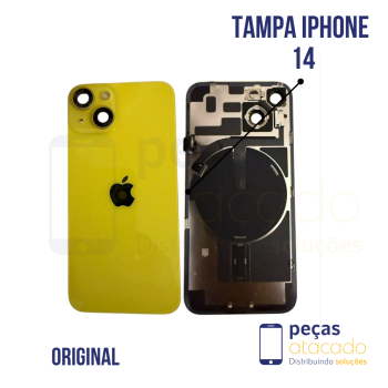 N-0243 TAMPA TRASEIRA COM SUPORTE E IMÃ IPHONE 14 (A2882) AMARELO ORIGINAL