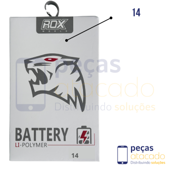 BATERIA ROX IPHONE 14 (1 ANO DE GARANTIA) (NAO PRECISA TROCAR EPROM)