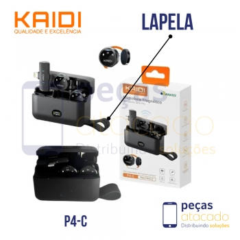 MICROFONE LAPELA TIPO C MAGNETICO KAIDI (P4-C) COM CAIXA