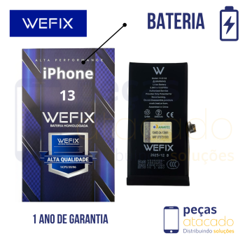 BA-0551 BATERIA WEFIX IPHONE 13 (A2631) ANATEL GENUINA (NAO PRECISA TROCAR EPROM) (1 ANO DE GARANTIA)