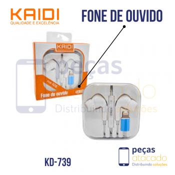 FONE DE OUVIDO COM FIO LIGHTNING KAIDI KD-739