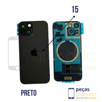 TAMPA TRASEIRA IPHONE 15 PRETO COMPLETO