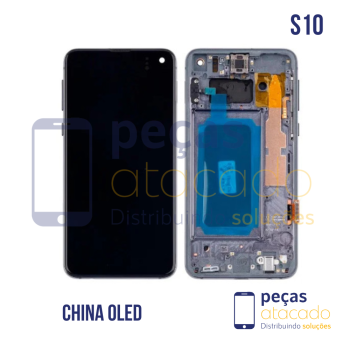 S-1194 FRONTAL SAMSUNG S10 (SM-G970) COM ARO AZUL CLARO ORIGINAL CHINA AMOLED