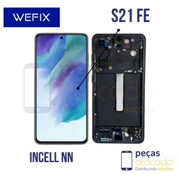 S-0323 FRONTAL SAMSUNG S21 FE COM ARO AZUL ESCURO INCELL NN