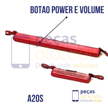 BE-0035 BOTAO EXTERNO POWER E VOLUME SAMSUNG A20S VERMELHO