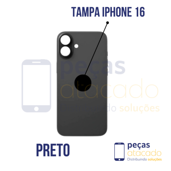 N-0239 TAMPA TRASEIRA COM SUPORTE E IMÃ IPHONE 16 (A3081) PRETO ORIGINAL