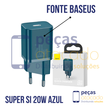 FONTE BASEUS USB-C 20W SUPER SI QUICK CHARGER AZUL