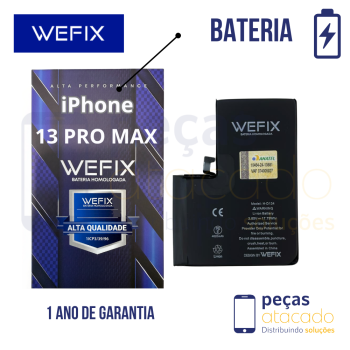 BA-0552 BATERIA WEFIX IPHONE 13 PRO MAX (A2643) ANATEL GENUINA (NAO PRECISA TROCAR EPROM) (1 ANO DE GARANTIA)