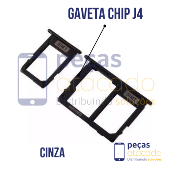 CH-0082 GAVETA DE CHIP SAMSUNG KIT J4 PLUS (SM-J415) J6 (SM-J600) J6 PLUS (SM-J610) CINZA