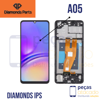 S-1105 FRONTAL SAMSUNG A05 (A055) COM ARO PRETO DIAMONDS IPS