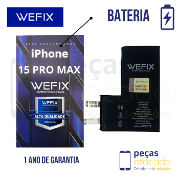 BA-0735 BATERIA WEFIX IPHONE 15 PRO MAX ANATEL (SEM FLEX) (1 ANO DE GARANTIA)
