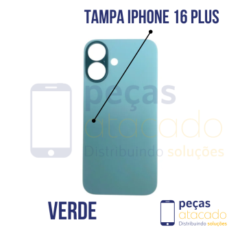 N-0241 TAMPA TRASEIRA COM SUPORTE E IMÃ IPHONE 16 PLUS (A3290) VERDE ACIZENTADO ORIGINAL