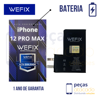 BA-0732 BATERIA WEFIX IPHONE 12 PRO MAX (A2342) ANATEL (SEM FLEX) (1 ANO DE GARANTIA)