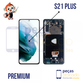 S-1015 FRONTAL SAMSUNG S21 PLUS COM ARO PRETO MACAQUINHO OLED