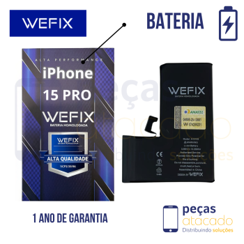 BA-0449 BATERIA WEFIX IPHONE 15 PRO ANATEL GENUINA (NAO PRECISA TROCAR EPROM) (1 ANO DE GARANTIA)