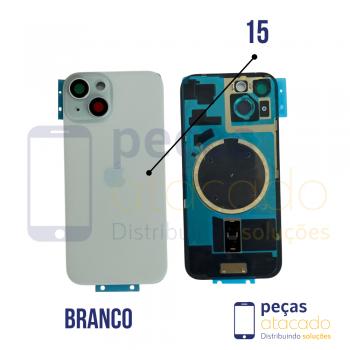 TAMPA TRASEIRA IPHONE 15 BRANCO COMPLETO