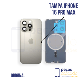 N-0237 TAMPA TRASEIRA COM SUPORTE E IMÃ IPHONE 16 PRO MAX (A3084) TITÂNIO NATURAL ORIGINAL