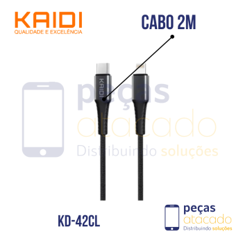 CABO KAIDI TIPO C PARA TIPO LIGHTNING 2 METROS  (KD-42CL)