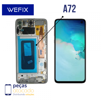 S-0459 FRONTAL SAMSUNG A72 (A725) COM ARO PRATA NACIONAL WEFIX OLED
