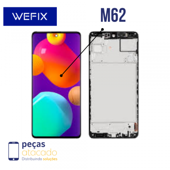 s-0907 FRONTAL SAMSUNG M62 (SM-M625) COM ARO PRETO OLED WEFIX 1:1