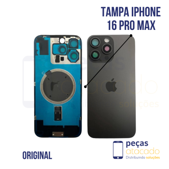N-0235 TAMPA TRASEIRA COM SUPORTE E IMÃ IPHONE 15 PRO MAX (A3106) TITÂNIO PRETO ORIGINAL