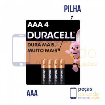 PILHA ALCALINA PALITO AAA COM 4 - DURACELL