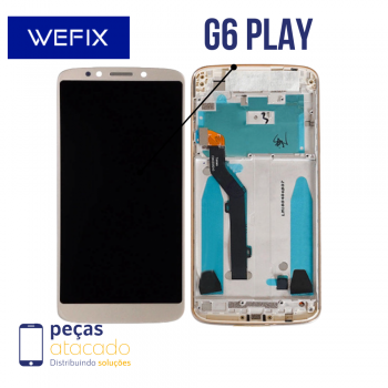 S-0234 FRONTAL MOTOROLA MOTO G6 PLAY | E5 COM ARO DOURADA WEFIX IPS
