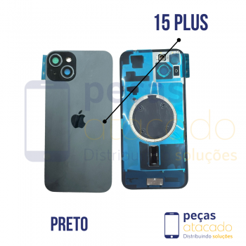TAMPA TRASEIRA IPHONE 15 PLUS PRETO COMPLETO