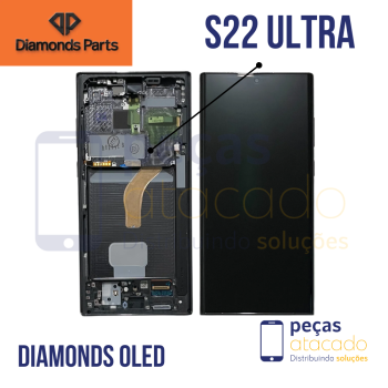 S-1113 FRONTAL SAMSUNG S22 ULTRA (SM-G918) COM ARO PRETO DIAMONDS OLED