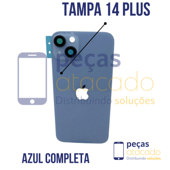 N-0070 TAMPA TRASEIRA COM SUPORTE E IMÃ IPHONE 14 PLUS (A2886) AZUL