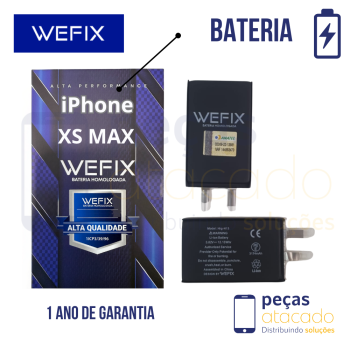 BA-0102 BATERIA WEFIX IPHONE XS MAX (A1921) ANATEL (SEM FLEX) (1 ANO DE GARANTIA)