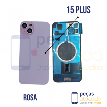 TAMPA TRASEIRA IPHONE 15 PLUS ROSA COMPLETO