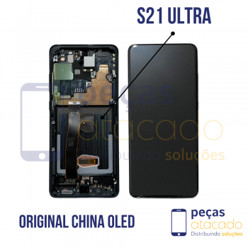 S-1030 FRONTAL SAMSUNG S21 ULTRA (SM-G918) COM ARO PRETO ORIGINAL CHINA OLED