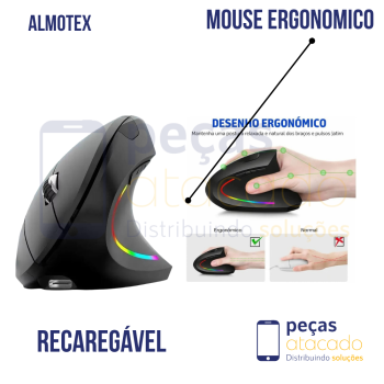 MOUSE LUMINOSO SEM FIO ALMOTEX (AL-853)