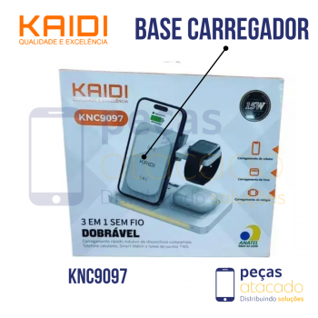 BASE CARREGADOR DE INDUÇÃO 3 EM 1 KAIDI (KNC9097)
