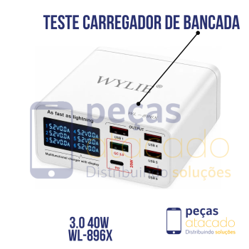 TESTE AMPERÍMETRO CARREGADOR  DE BANCADA USB FAST CHARGE QUICK CHARGE 3.0 WYLIE WL-896X