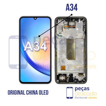 S-0734 FRONTAL SAMSUNG A34 5G (A346B) COM ARO PRETO ORIGINAL CHINA OLED